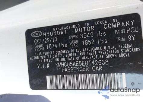 2014 Hyundai Accent Se из США, поврежденный, VIN KMHCU5AE5EU142638